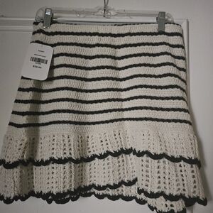 Chic  Crochet Striped Black and Cream Skirt